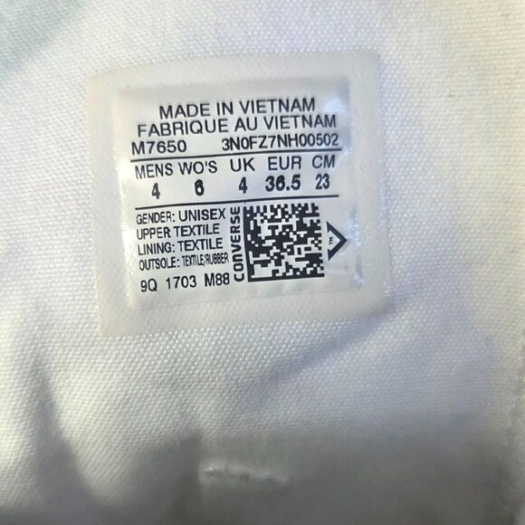 Converse All Star  High-Top Sneakers Unisex 4-6 White Canvas Vintage Style - Picture 7 of 9